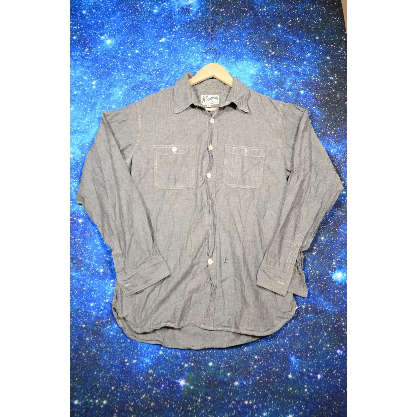 The Stronghold Shirt Mens Small Gray Chambray Workwear Button Front Casual